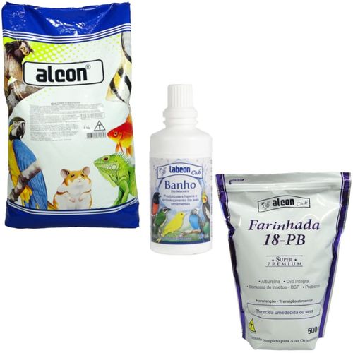 KIT ALCON CLUB COLEIRO GREEN 5KG + ALCON CLUB BANHO 100ML + ALCON CLUB FARINHADA 18-PB 500G Alcon Club Coleiro Green 5kg + Alcon Club Banho 100ml + Alcon Club Farinhada 18-PB 500g